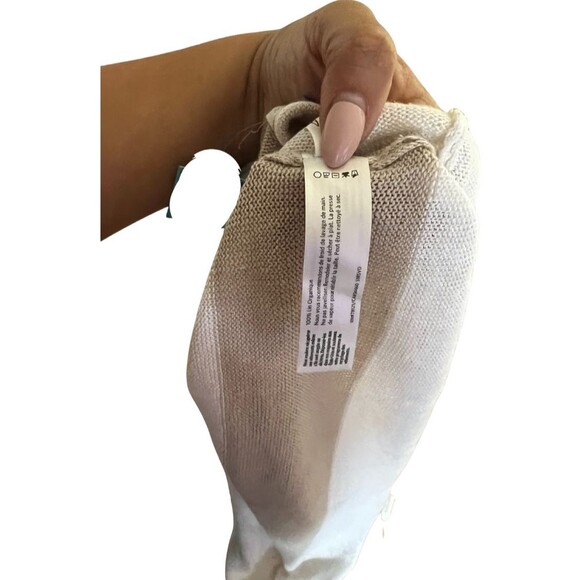 Eileen Fisher Beige Organic Linen Sweater Women’s Neutral Stripe 3/4 Sleeve - Picture 6 of 7